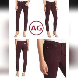 AG Adriano Goldschmied Red Burgundy Purple The Stilt Cigarette Leg Pants Jeans